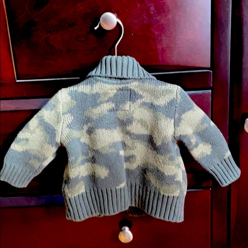 The cutest EVER Camo Cardigan Sweater 6 mos. - Picture 3 of 4